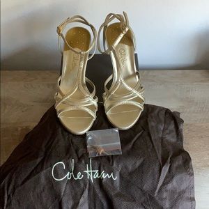 Cole Haan Lelia Pale Gold Air Strap Heels